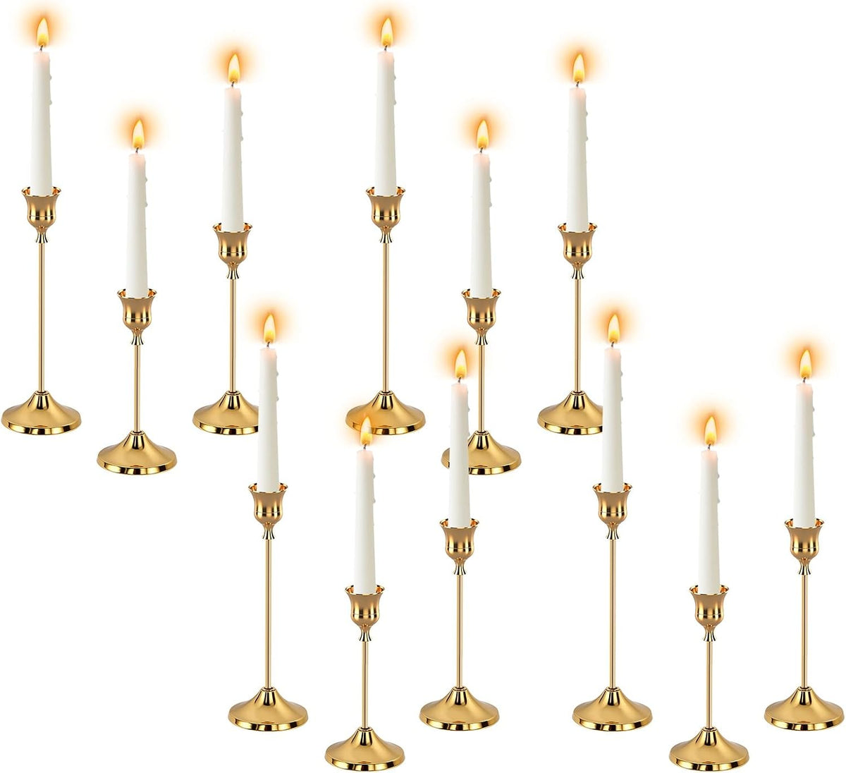 Kerzenständer Gold, 12 Stück Kerzenständer Stabkerzen Kerzenhalter Goldene