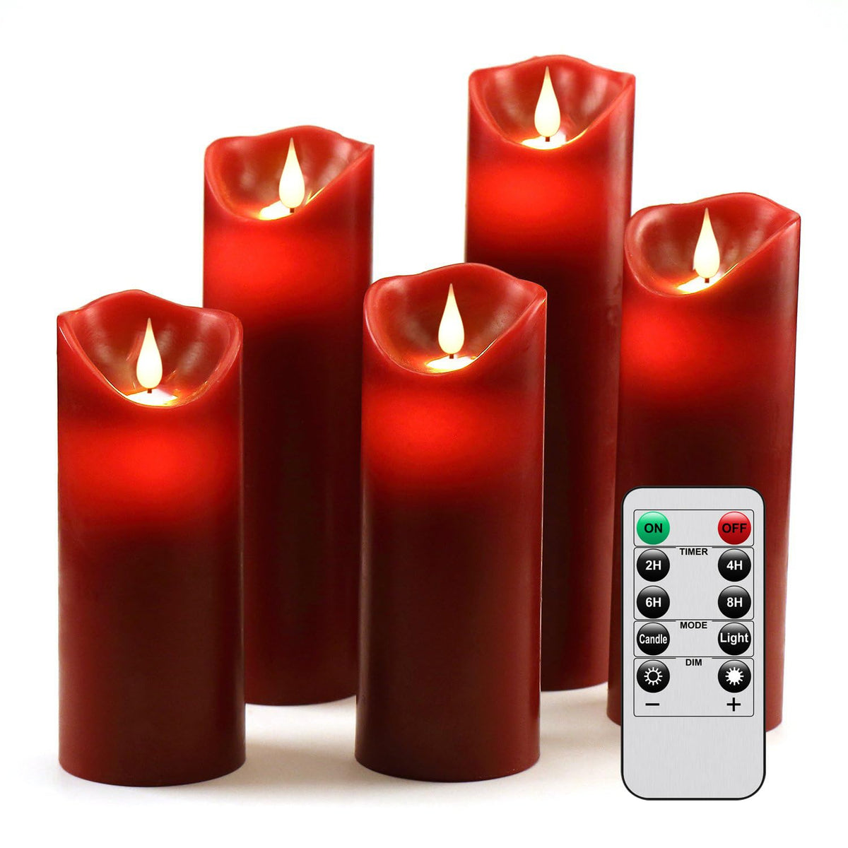 LED Kerzen Set von 9 Flammenlose Kerzen Batteriebetriebene Kerzen D2.2xH 4 "5" 6 "7" 8 "9" Echtwachssäule Kerzen Flackern mit Fernbedienung und Timer-Steuerung, Elfenbein Farbe（9x1）