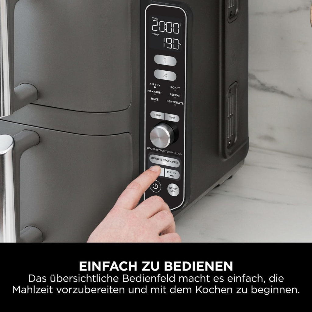Ninja Double Stack XL Heißluftfritteuse, 9,5 L, 6 Kochfunktionen, Grau