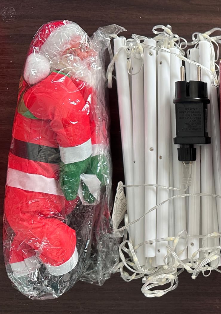 Geemoo Weihnachtsbeleuchtung Außen Batterie, 81cm Weihnachtsbaum Leiter Lichterkette mit Lametta Girlande, Timer, 8 Modi, Warmweiß Fensterlicht für Innen, Fenster, Party, Hochzeit, Tür, Weihnachtsdeko
