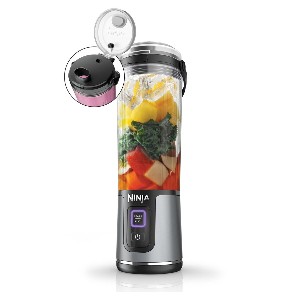 Ninja Blast Tragbarer Mixer / Blender / Smoothie Maker, 530ml Becher, Auslaufsicherer Deckel, Leistungsstarker Mini Standmixer, Kabellos & Wiederaufladbar, Zerkleinert Eis & Obst, Blau, BC151EUNV