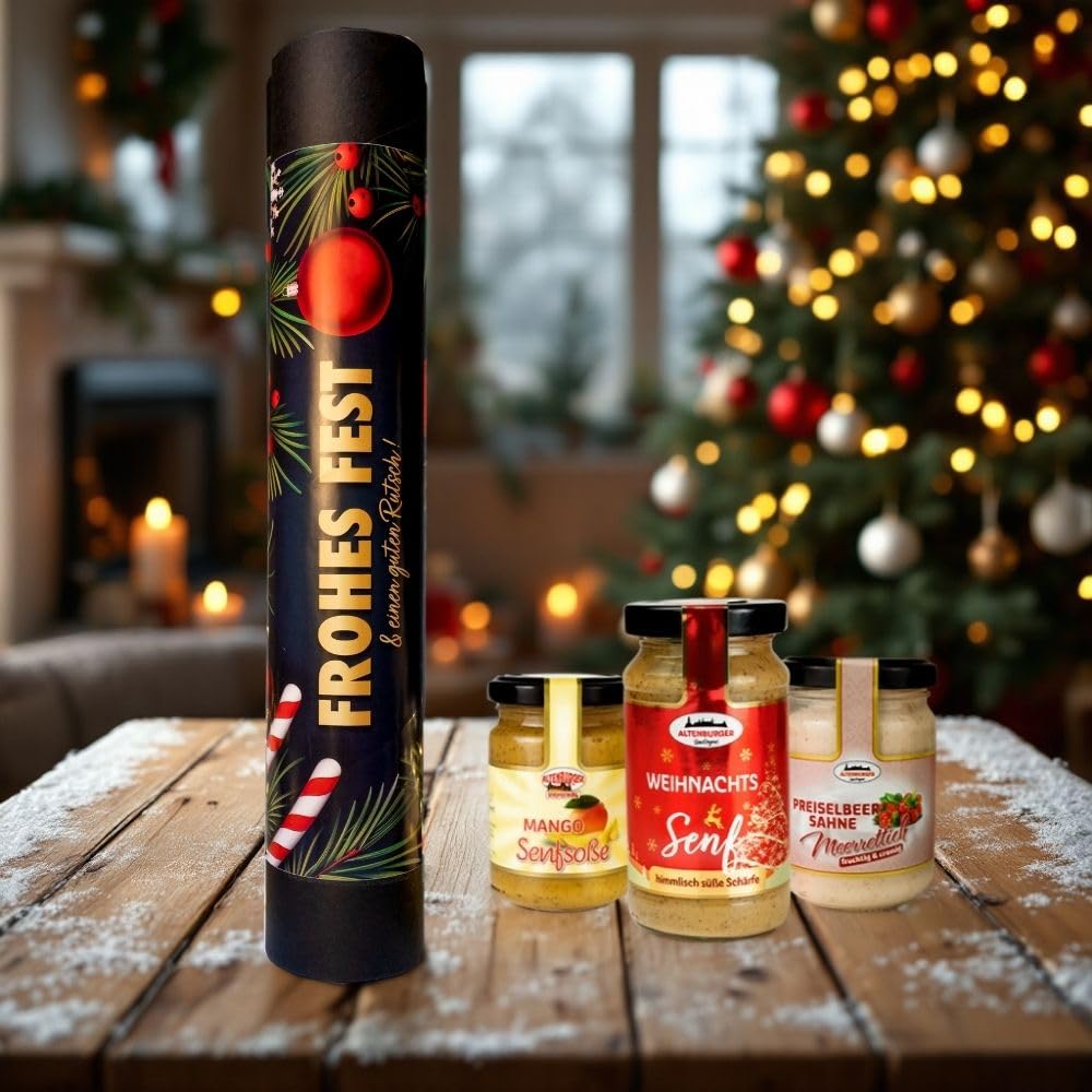 Altenburger Original Bierkiste - drei mit Bier verfeinerte Senfsorten als Geschenk-Set (3-teilig), Geschenkbox für Männer und Frauen