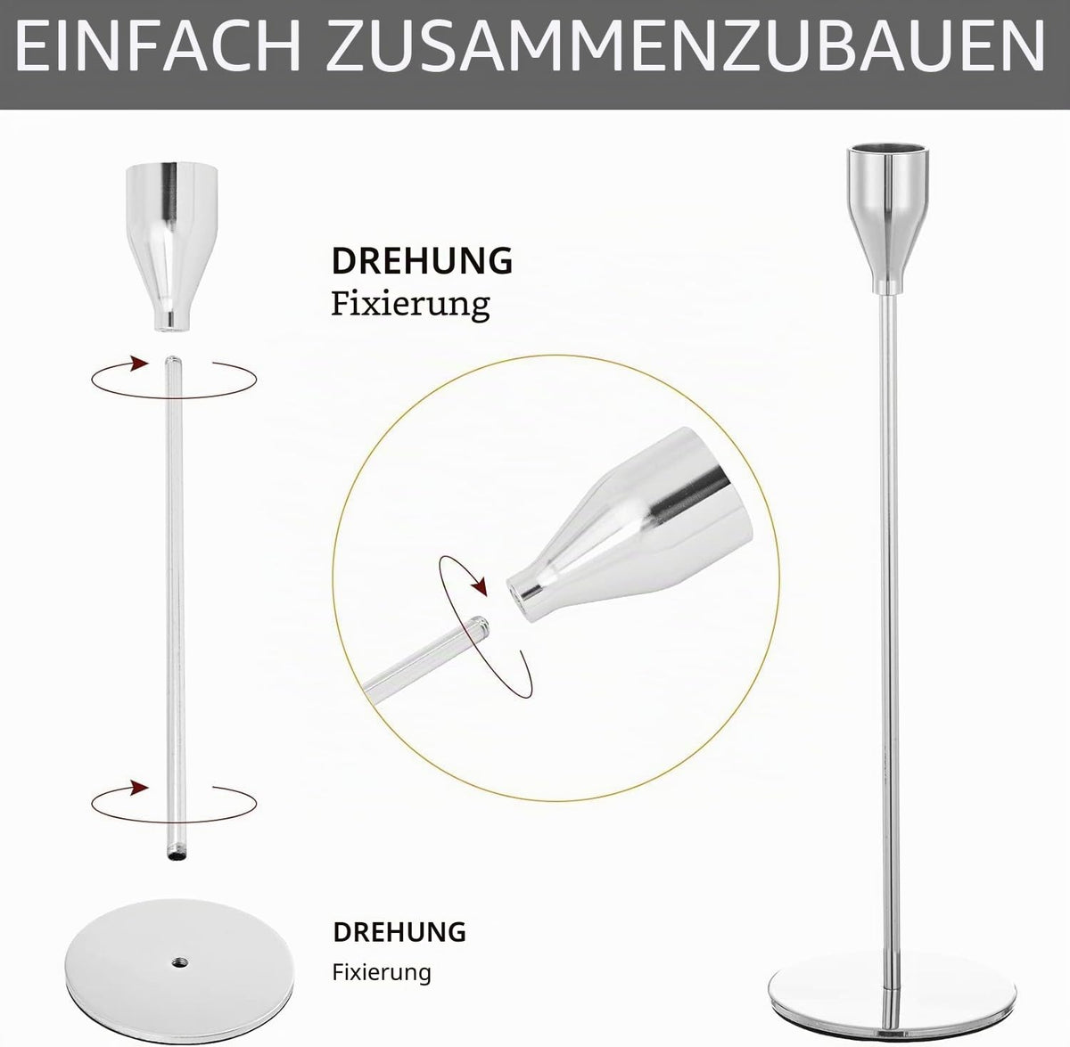 Set mit 12 goldenen Kerzenhaltern, französische Kerzenhalter für Spitzkerzen, Kerzenhalter passend für 3/4 Zoll Dicke Kerzen, Kerzenhalter für Hochzeit, Party, Heim, Abendessen bei Kerzenschein
