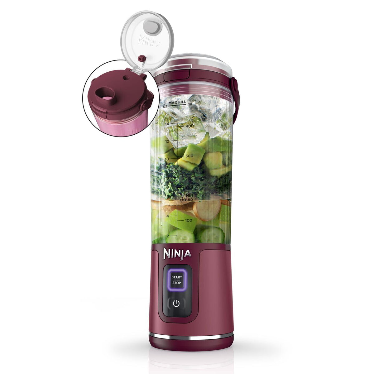 Ninja Blast Tragbarer Mixer / Blender / Smoothie Maker, 530ml Becher, Auslaufsicherer Deckel, Leistungsstarker Mini Standmixer, Kabellos & Wiederaufladbar, Zerkleinert Eis & Obst, Blau, BC151EUNV