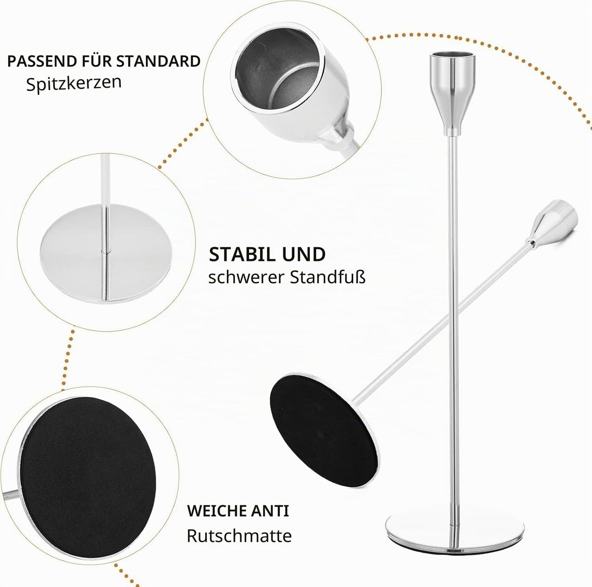 Set mit 12 goldenen Kerzenhaltern, französische Kerzenhalter für Spitzkerzen, Kerzenhalter passend für 3/4 Zoll Dicke Kerzen, Kerzenhalter für Hochzeit, Party, Heim, Abendessen bei Kerzenschein
