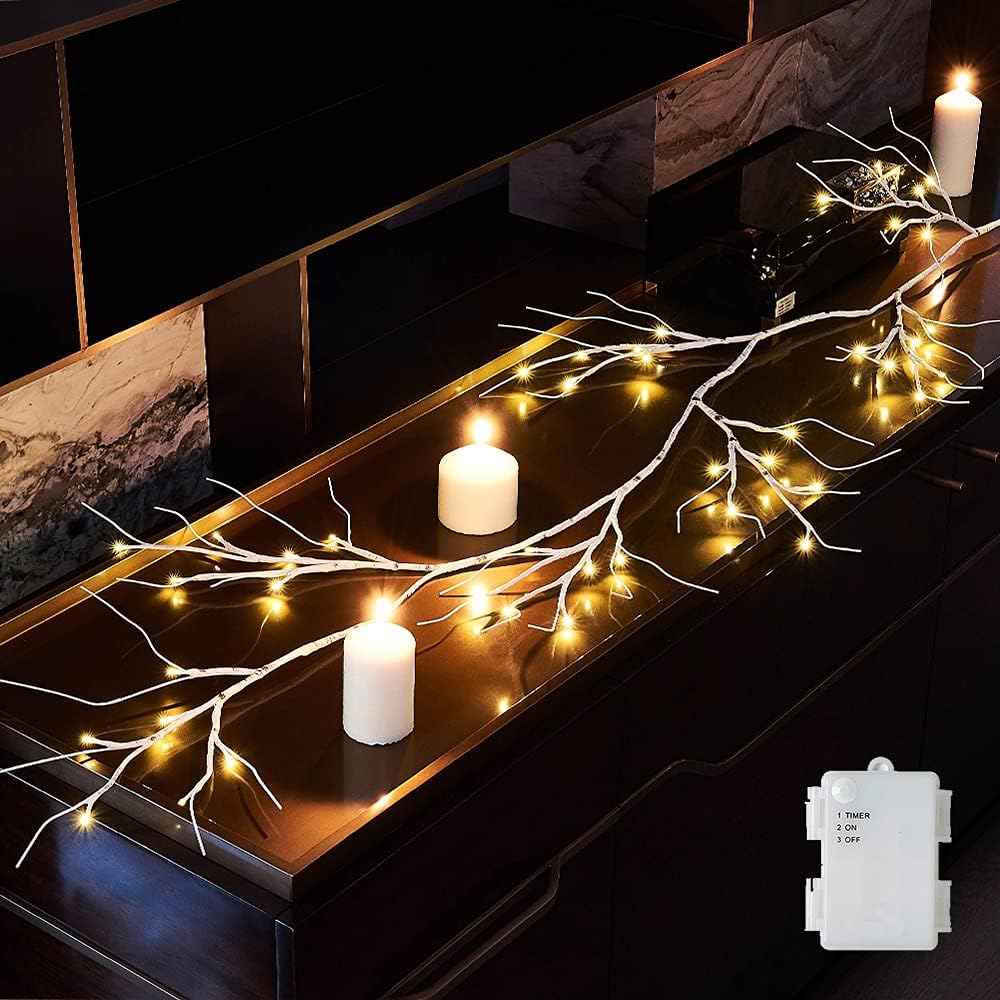 Hairui Weidenrebe Baum Lichter mit Timer 180CM 48LEDs Zweige mit LED Beleuchtung Lichterketten Lichterbaum Batteriebetrieben für Weihnachten Wohndekoration