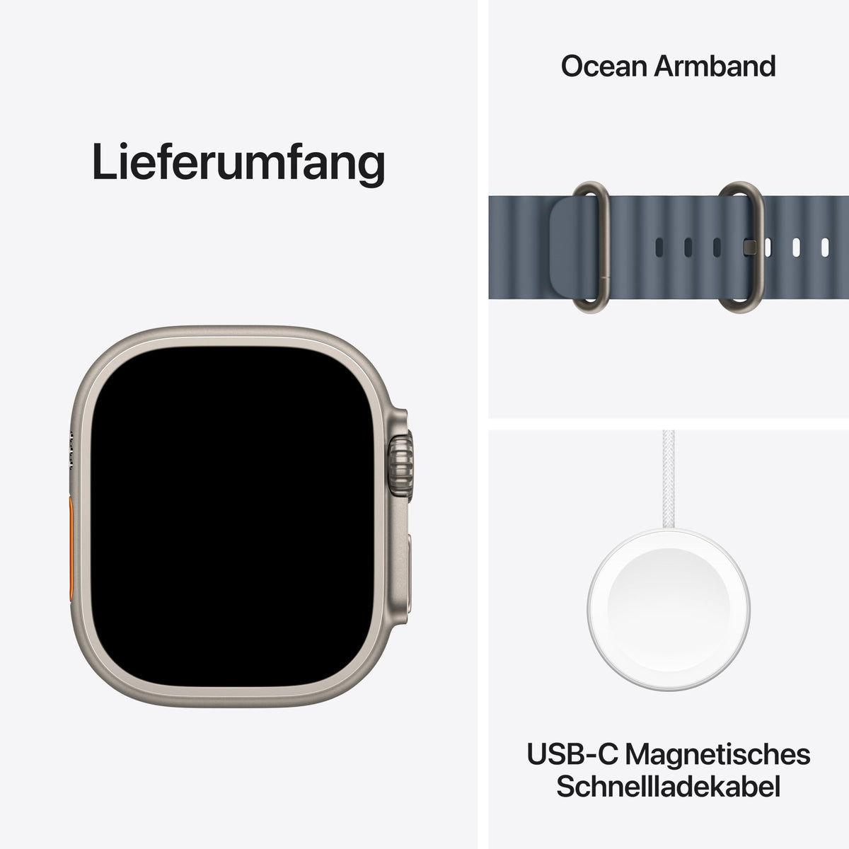 Apple Watch Ultra 3 GPS + Cellular 49 mm Premium Smartwatch für Lauftraining und Kombinationssport mit robustem Titangehäuse in Schwarz und Trail Loop in Schwarz/Kohlegrau (M/L)