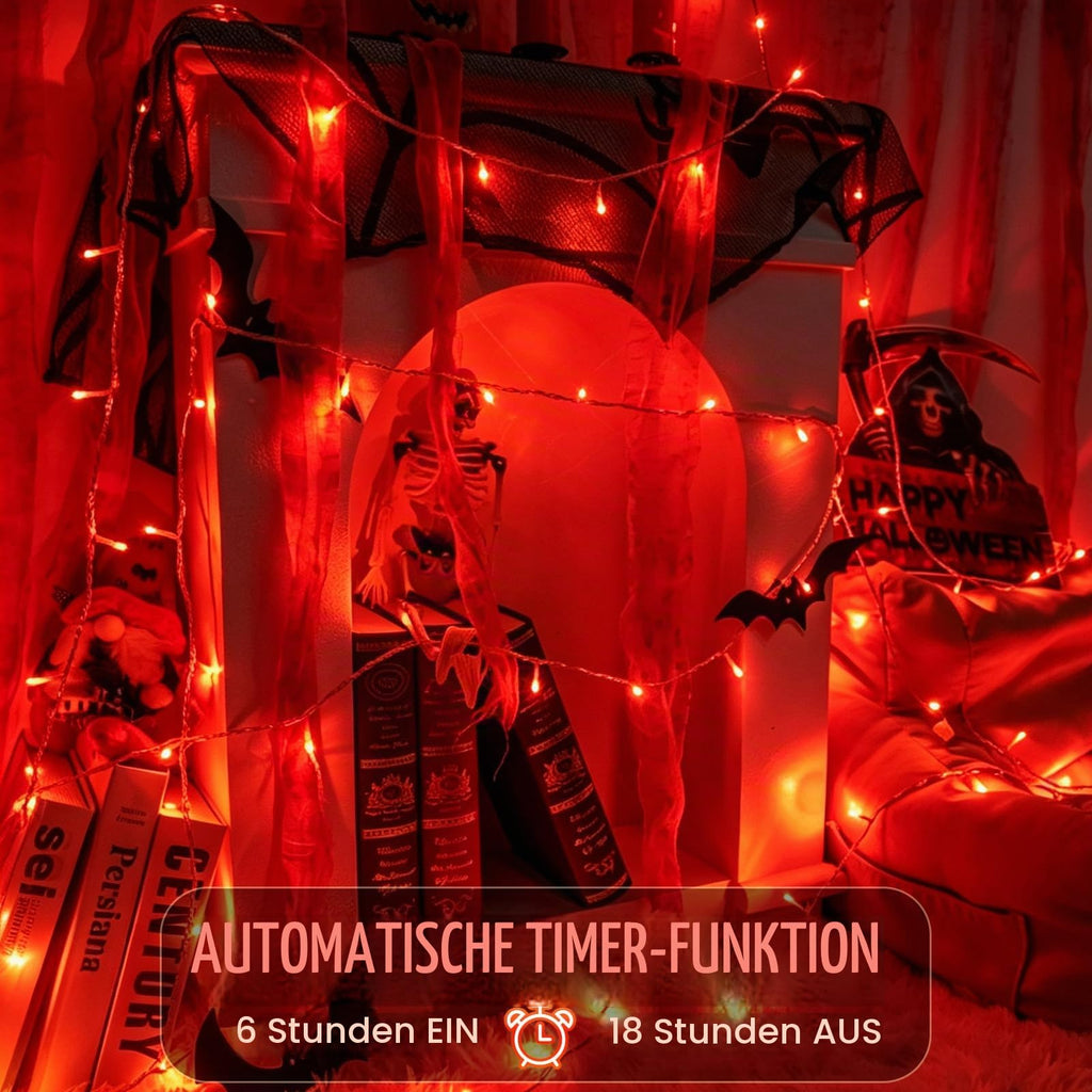 Dalugo 2 Stück Lichterkette Batterie, 3M 30 LED Orange Wasserdicht Lichterketten mit 6h Timer für Innen außen
