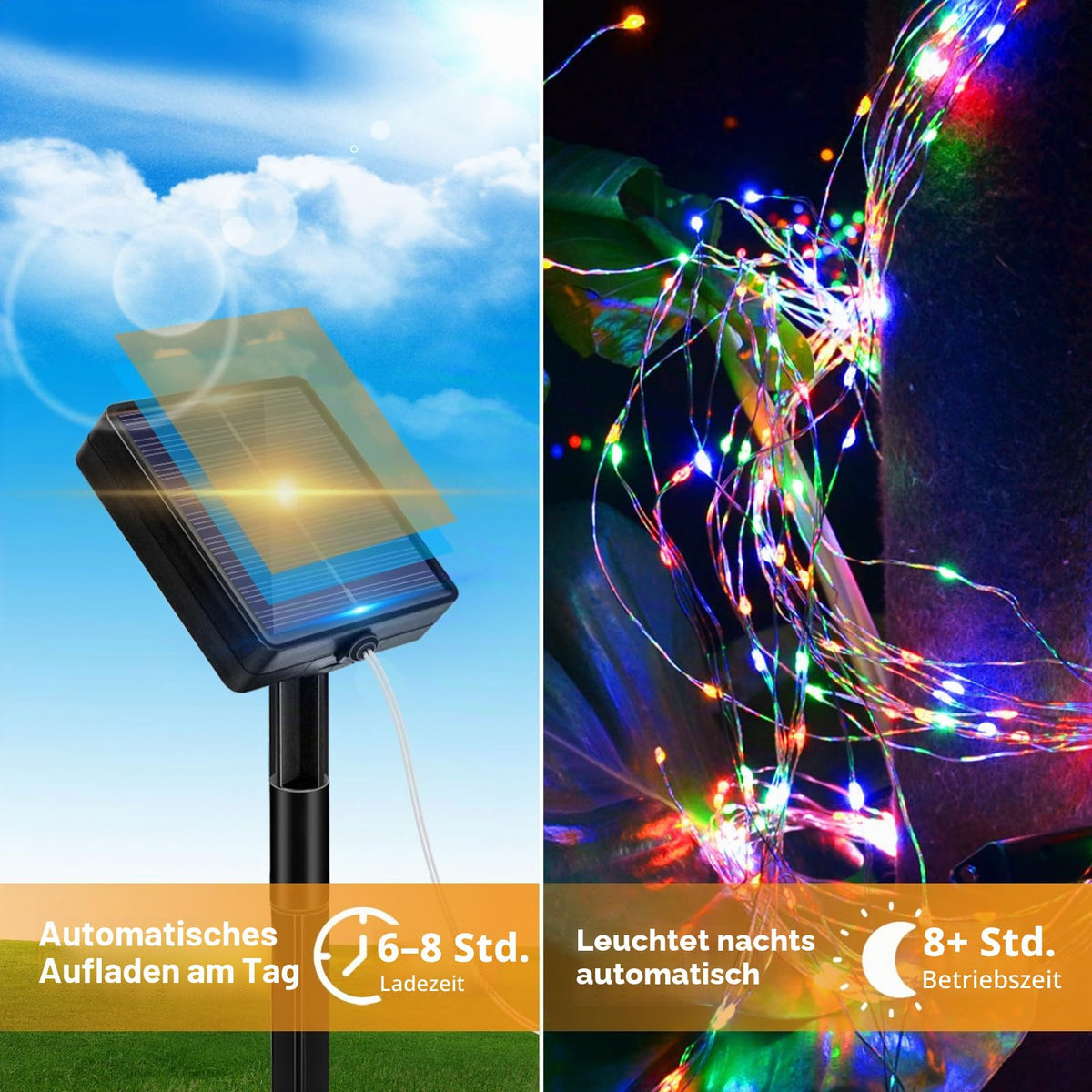 Peasur 3 Stück Solar Lichterkette Outdoor, 3x12M 120 LED Lichterkette Außen