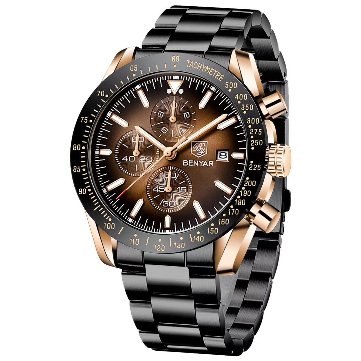BENYAR Uhren Herren Analog Quarz Chronograph Herrenuhren Wasserdicht Datum Lederband Armbanduhr Lässig Business-Kleid fur Männer Klassische Elegantes Geschenk