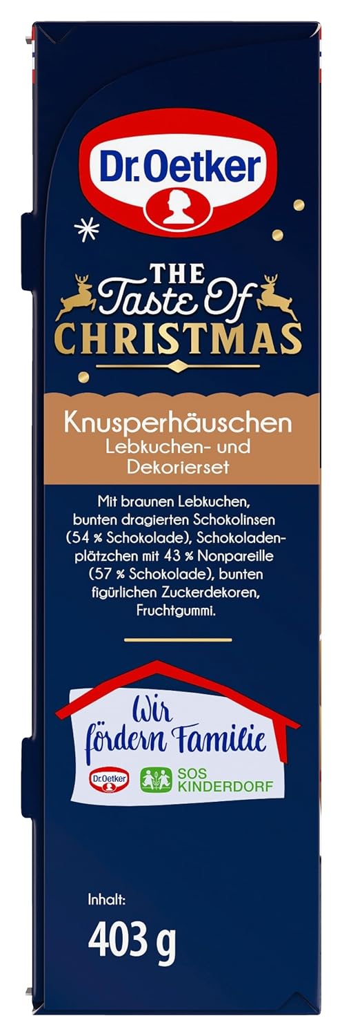 Dr. Oetker Knusper-Häuschen, Lebkuchenhaus und Dekorierset zum Basteln und Verzieren für die Weihnachtszeit- 1 x 403 g