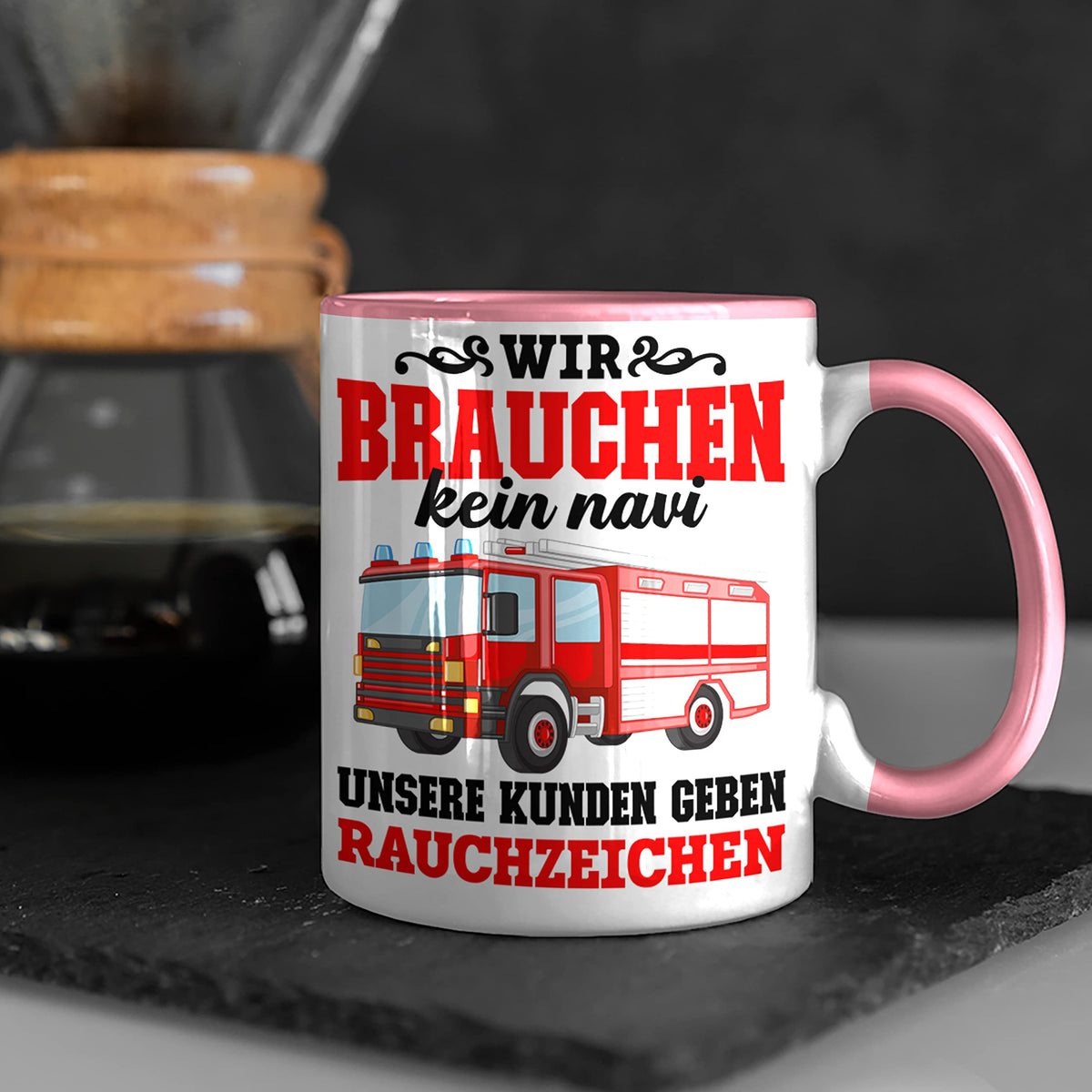 Trendation - Feuerwehr Tasse Geschenk Feuerwehrgeschenkartikel Mann Männer Erwachsene Feuerwehrmann Tasse Spruch (Rot)