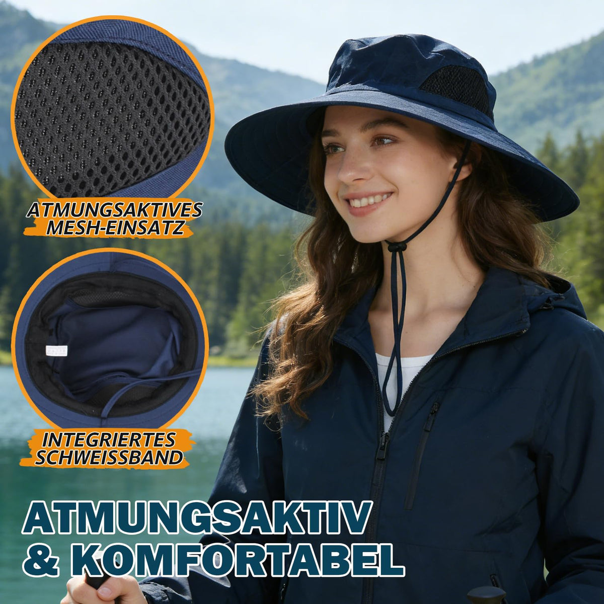 EINSKEY Breitkrempe Sonnenhut, wasserdichter Buschhut für Damen und Herren