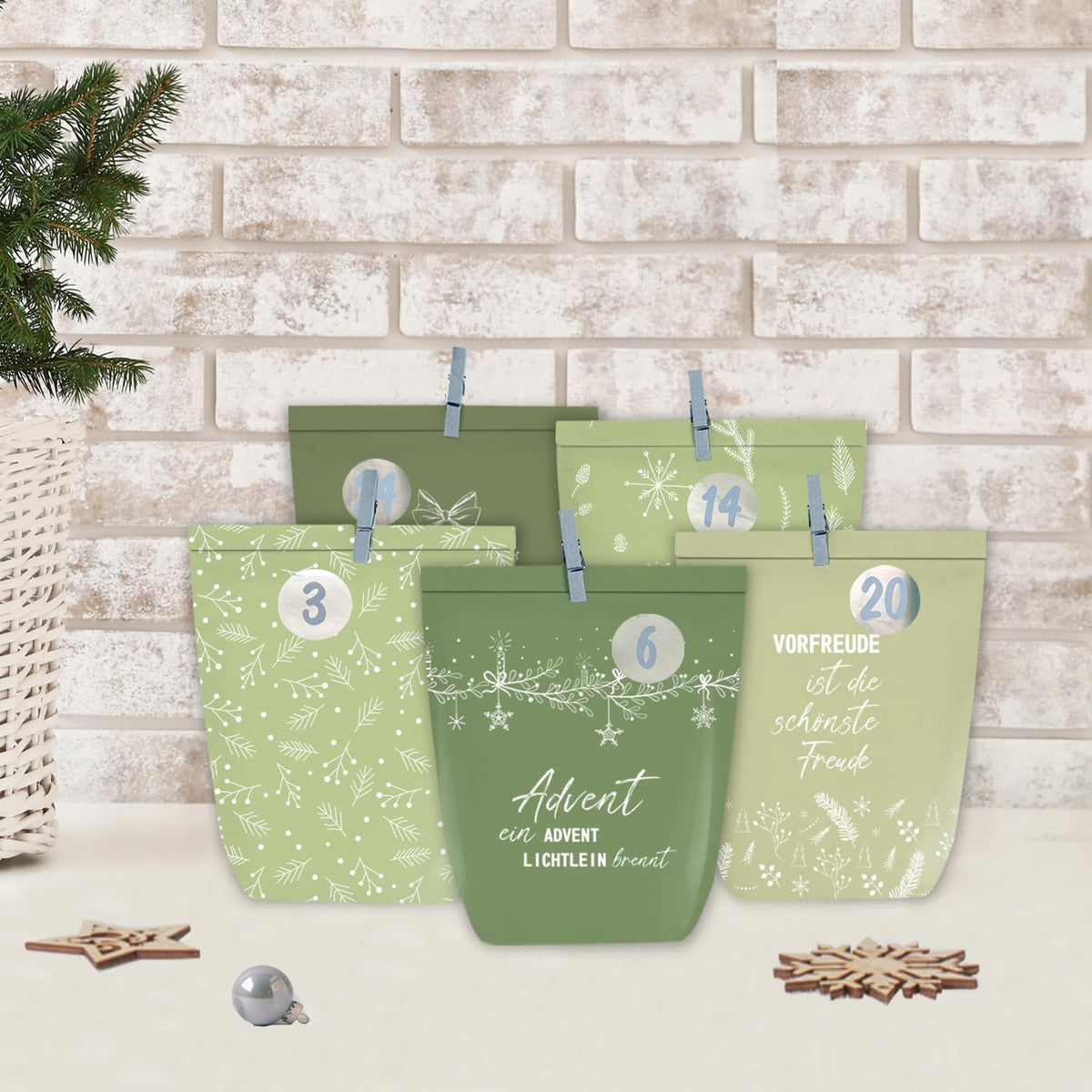 Adventskalender zum Befüllen, 24 Weihnachtskalender Papiertüten zum Selber Basteln, Geschenktüten zum selbst füllen, Advents Tüten Selbstbefüllen für Kinder & Erwachsene