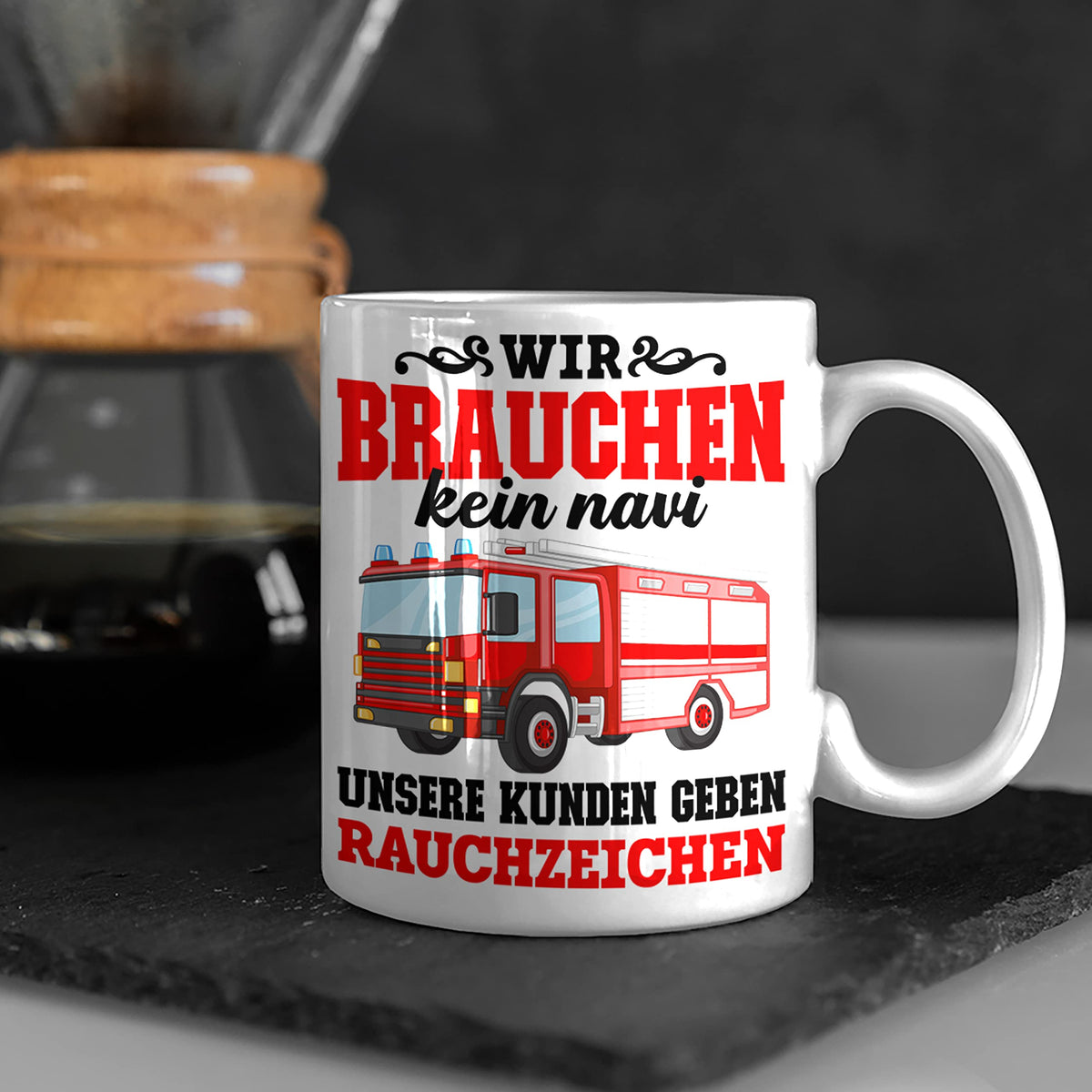 Trendation - Feuerwehr Tasse Geschenk Feuerwehrgeschenkartikel Mann Männer Erwachsene Feuerwehrmann Tasse Spruch (Rot)