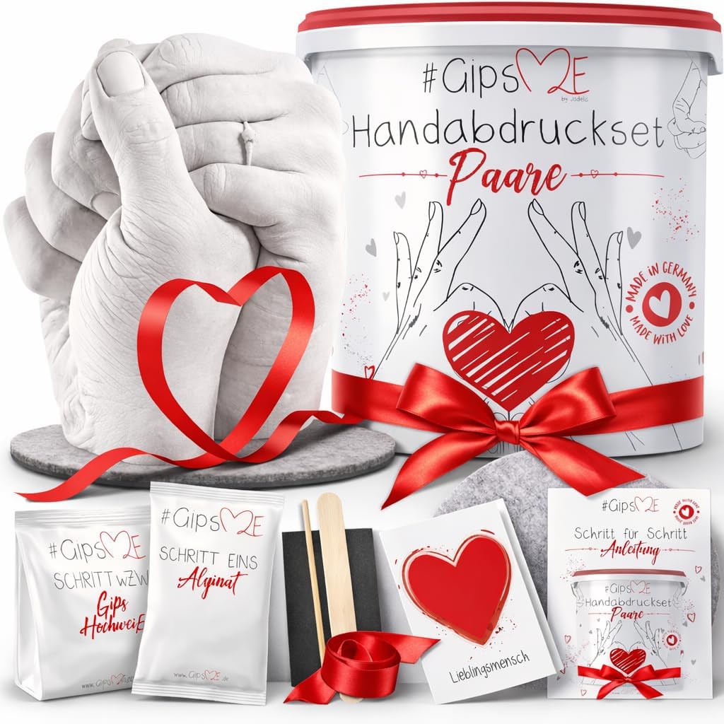 GipsME – DAS ORIGINAL - 3D Handabdruck Set für Paare – Gipsabdruck Hände - Partner und Pärchen Geschenke für Frauen und Männer für Valentinstag, Hochzeitstag, Jahrestag Geschenk für Sie und Ihn
