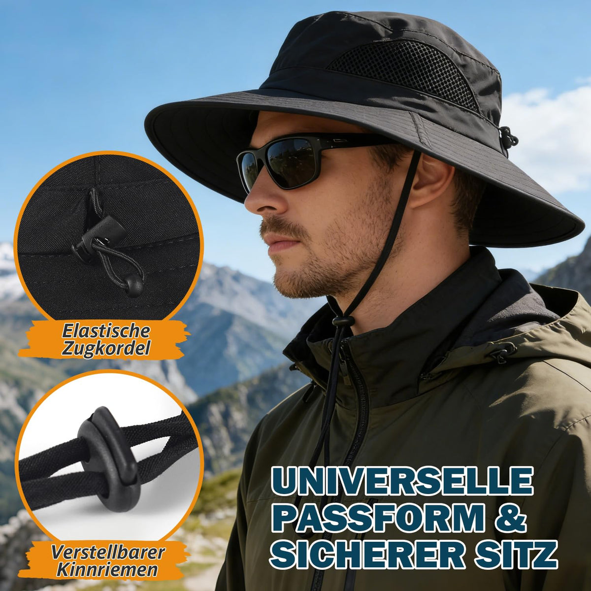 EINSKEY Breitkrempe Sonnenhut, wasserdichter Buschhut für Damen und Herren