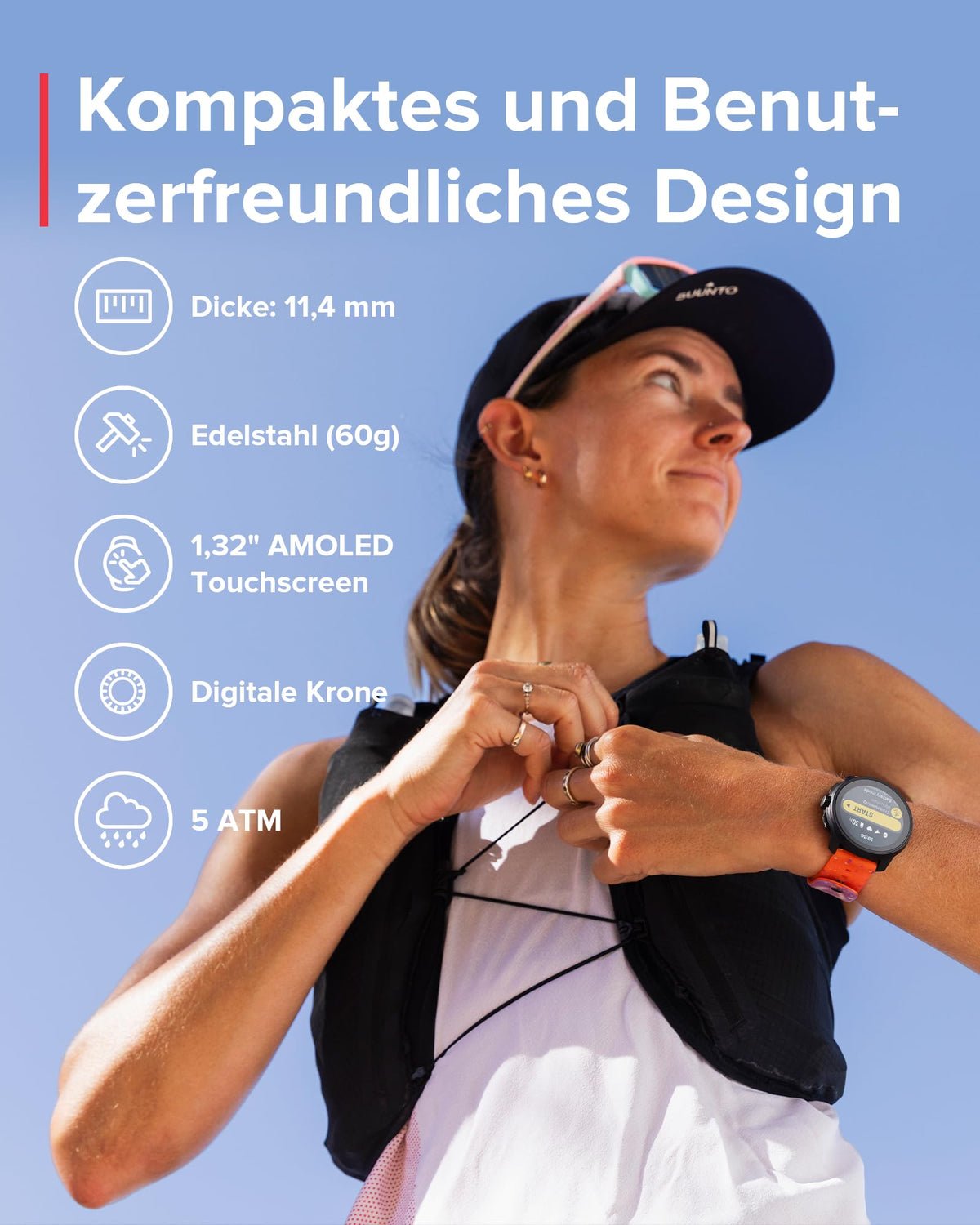 SUUNTO Race S GPS-Sportuhr, 1,3-Zoll-AMOLED-Display, 95+ Sportmodi