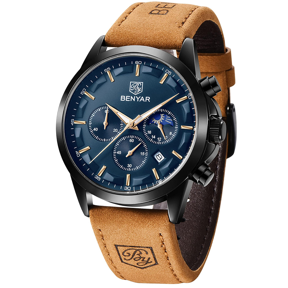 BENYAR BY Uhren Herren Chronograph Analog Quarz Wasserdicht Datum Armbanduhr Herren Mode Business-Kleid Herrenuhr Elegantes Geschenk fur Männer