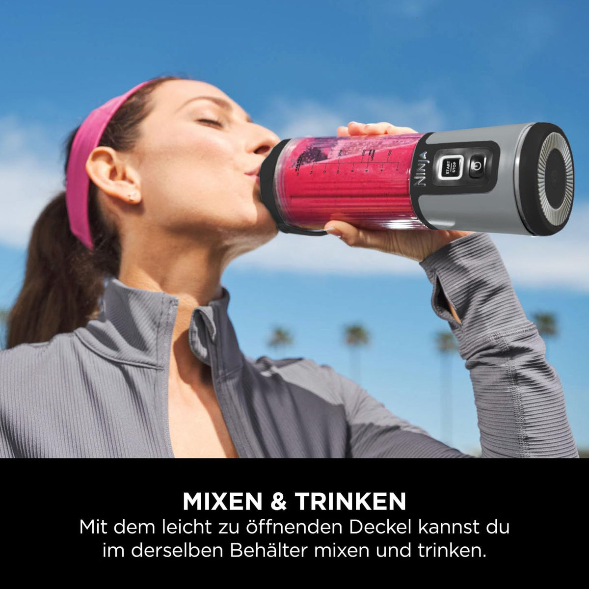 Ninja Blast Tragbarer Mixer / Blender / Smoothie Maker, 530ml Becher, Auslaufsicherer Deckel, Leistungsstarker Mini Standmixer, Kabellos & Wiederaufladbar, Zerkleinert Eis & Obst, Blau, BC151EUNV