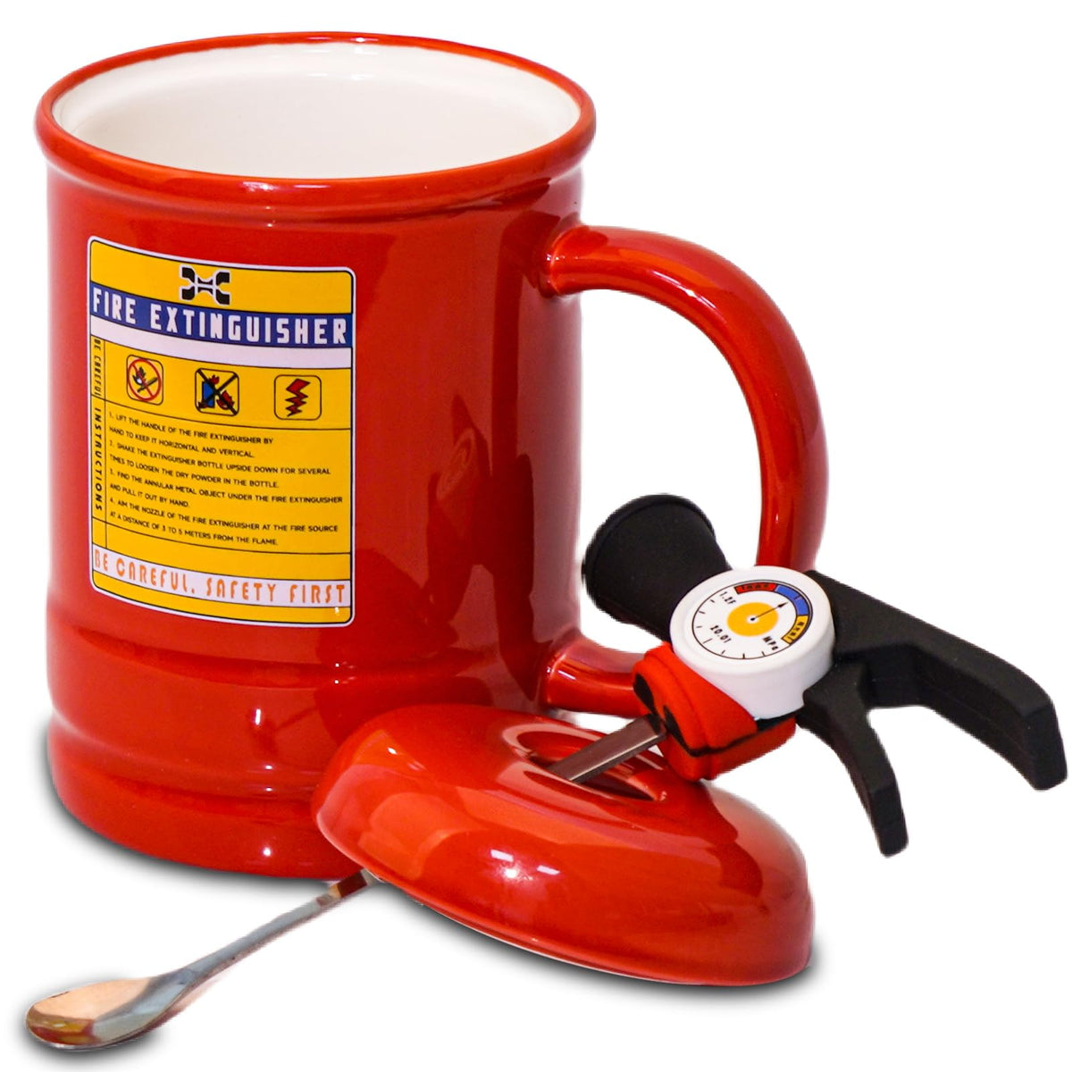 ZONSUSE Feuerlöscher Tasse Personalisiert,Becher in Form Eines Feuerlöschers,Kaffeebecher Porzellan,Lustige Geschenke für Männer Frauen Firemen Liebhaber Freunde Kollegen Kinder Geburtstage (Rot)