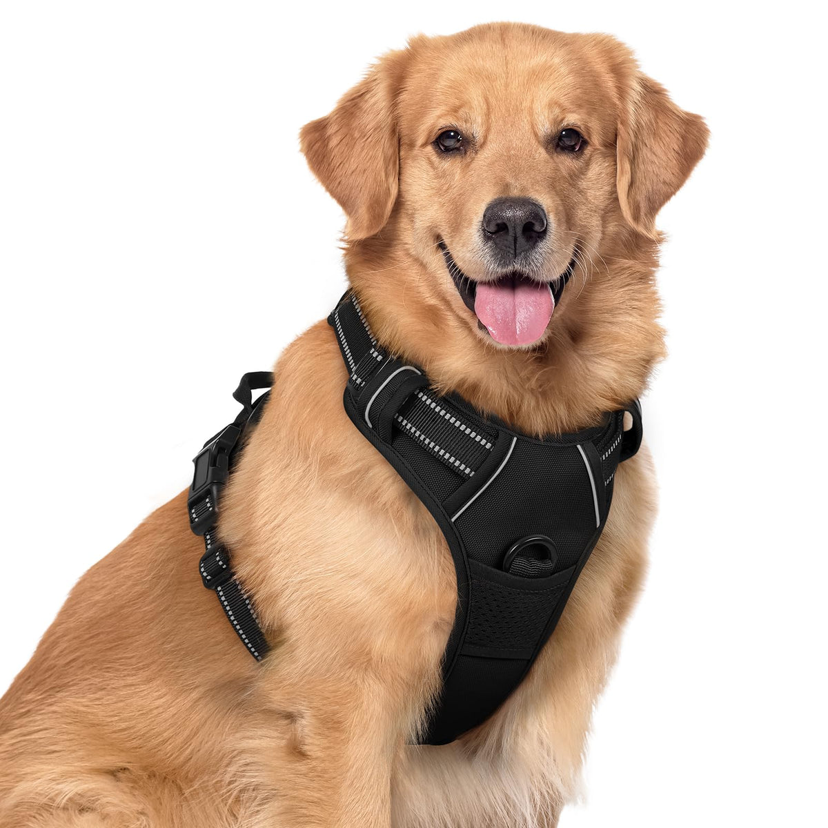 rabbitgoo Hundegeschirr Grosse Hunde Anti Zug mit Griff, L, Schwarz