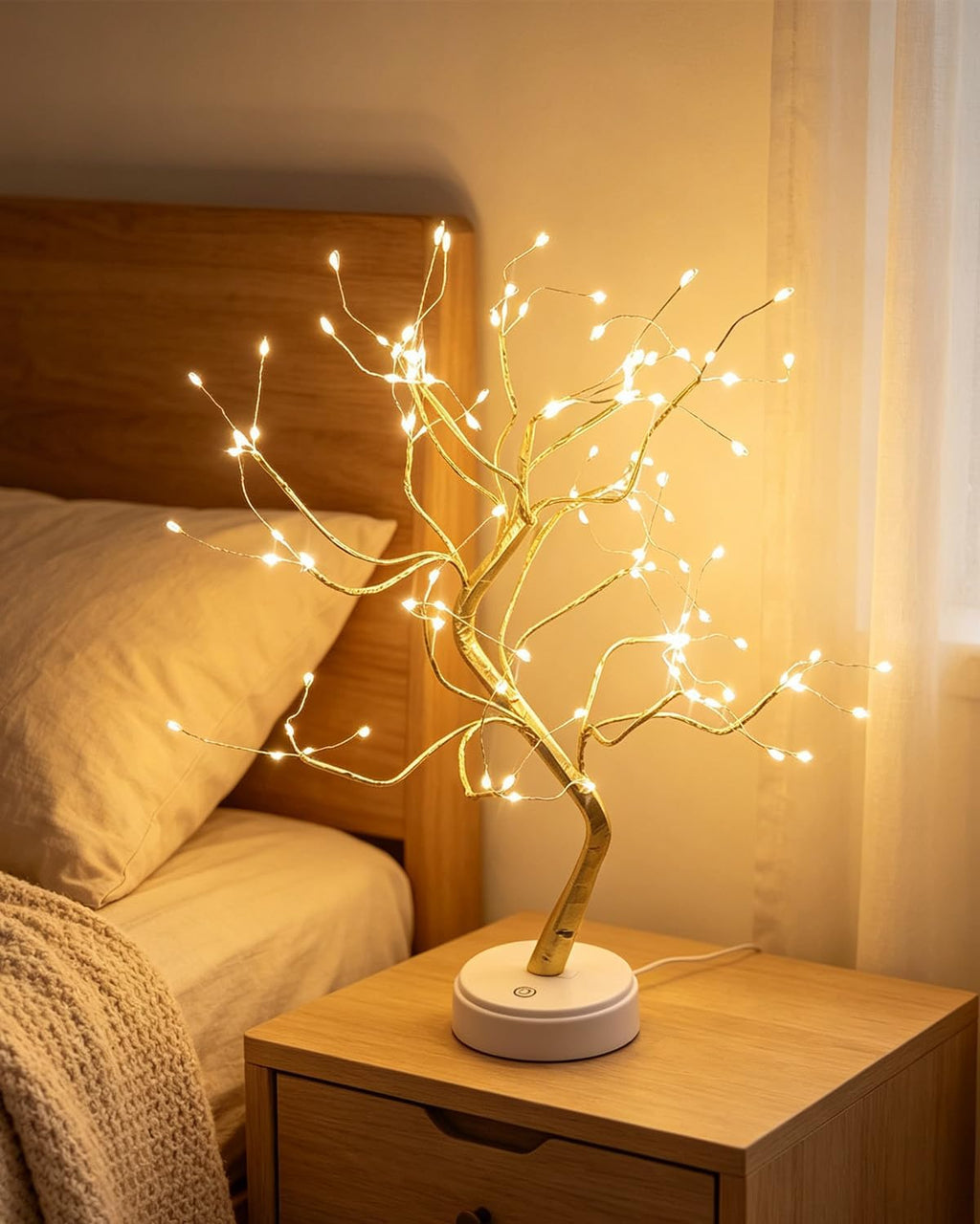 Kinamy LED Baum Lichter, LED Lichterbaum, Baum Licht Warmweiß Verstellbare Äste, 108 LED Baum Lampe Dekobaum Belichtet Baumbeleuchtung Innen Deko,USB/Batteriebetrieben