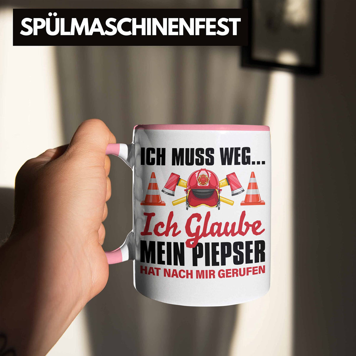 Trendation - Feuerwehr Tasse Geschenk für Feuerwehrmann Geburtstag Männer Spruch (Schwarz)