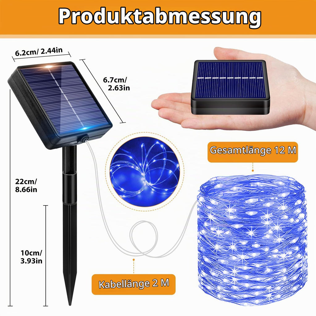 Peasur 3 Stück Solar Lichterkette Outdoor, 3x12M 120 LED Lichterkette Außen