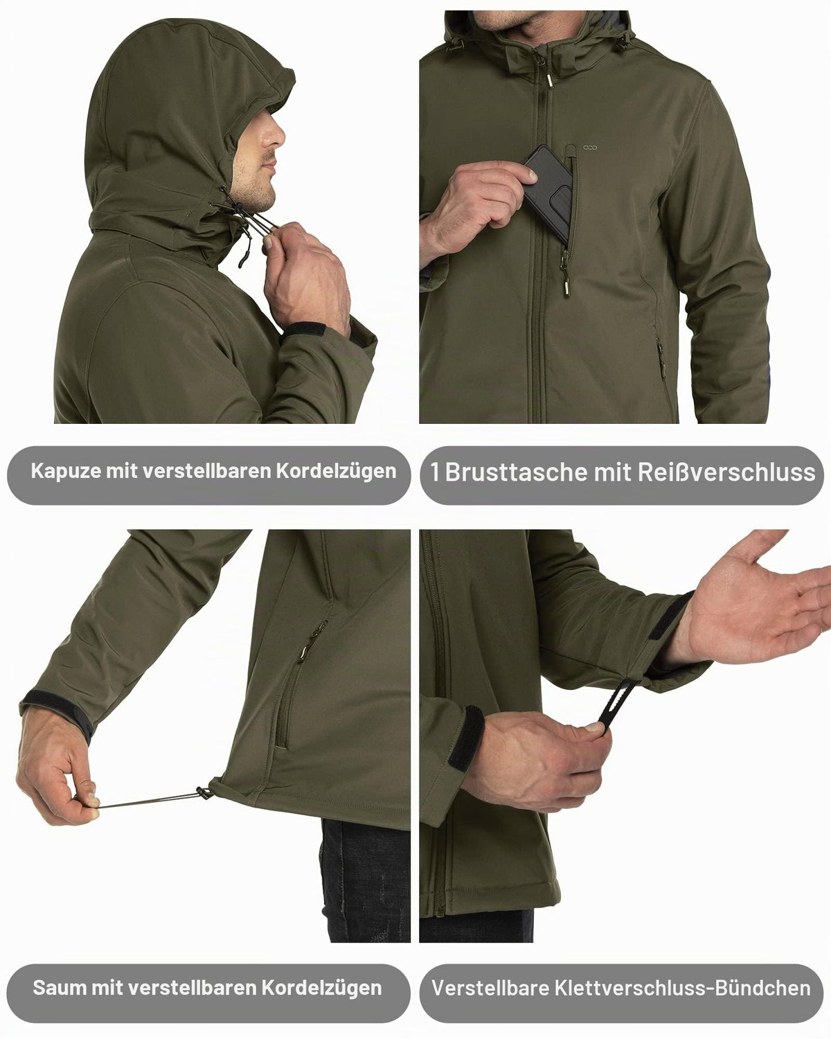 33,000ft Softshelljacke für Herren Wasserdicht Outdoor Jacke Übergangsjacke