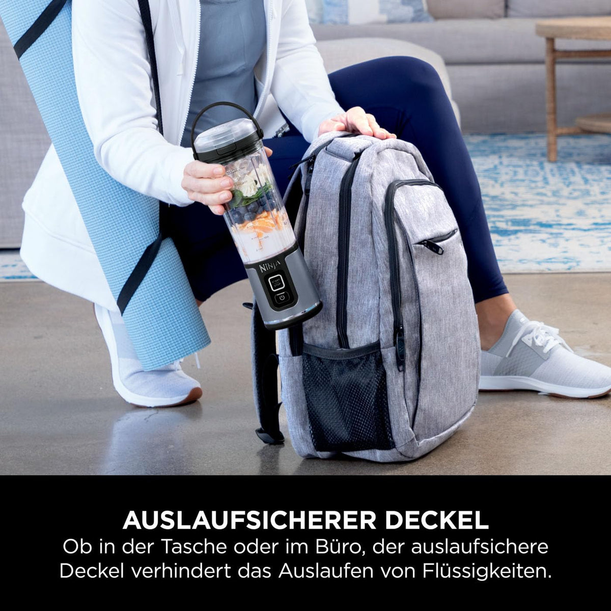 Ninja Blast Tragbarer Mixer / Blender / Smoothie Maker, 530ml Becher, Auslaufsicherer Deckel, Leistungsstarker Mini Standmixer, Kabellos & Wiederaufladbar, Zerkleinert Eis & Obst, Blau, BC151EUNV