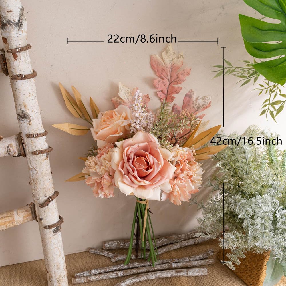 KIRIFLY Kunstblumen Künstliche Pflanzen Blumen Deko Seidenblumen Blumenarrangements Kernstück Hochzeit Blumenstrauß(Herbstrot)