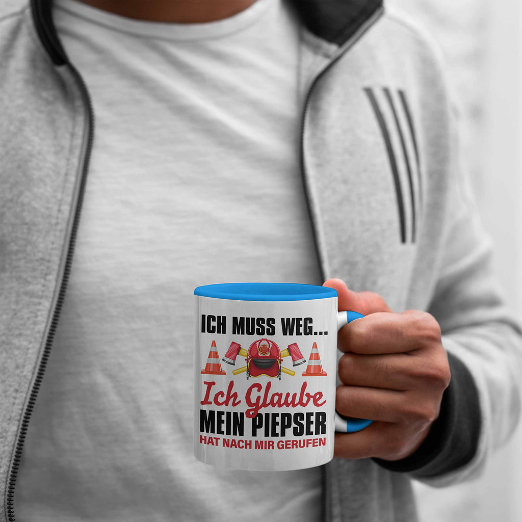 Trendation - Feuerwehr Tasse Geschenk für Feuerwehrmann Geburtstag Männer Spruch (Schwarz)