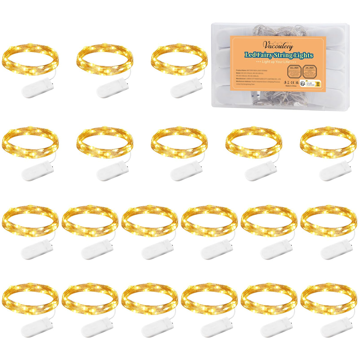 30 Stück Lichterkette Batterie 10 LED Lichterkette mit Batterie 1M LED Lichterketten 3.3FT Lichterketten für Innen Weihnachten Deko