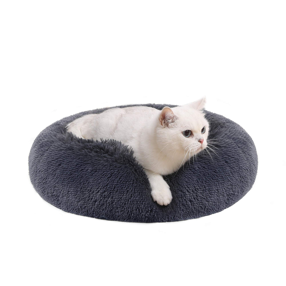 Feandrea Hundebett flauschig, waschbar, Langer Plüsch, 70 cm Durchmesser