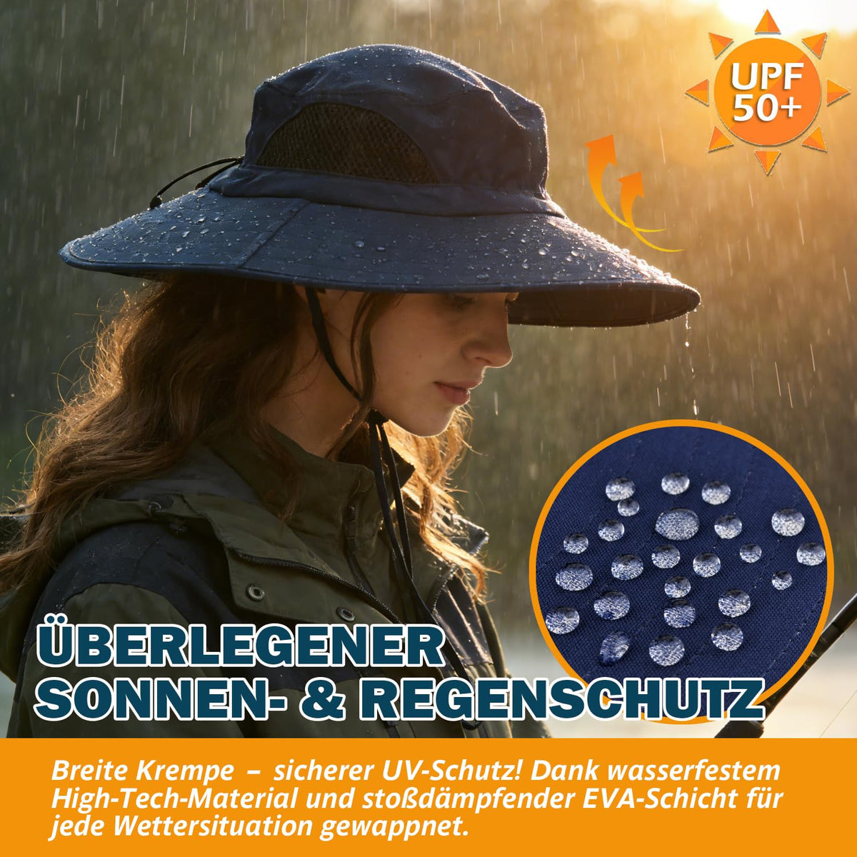 EINSKEY Breitkrempe Sonnenhut, wasserdichter Buschhut für Damen und Herren