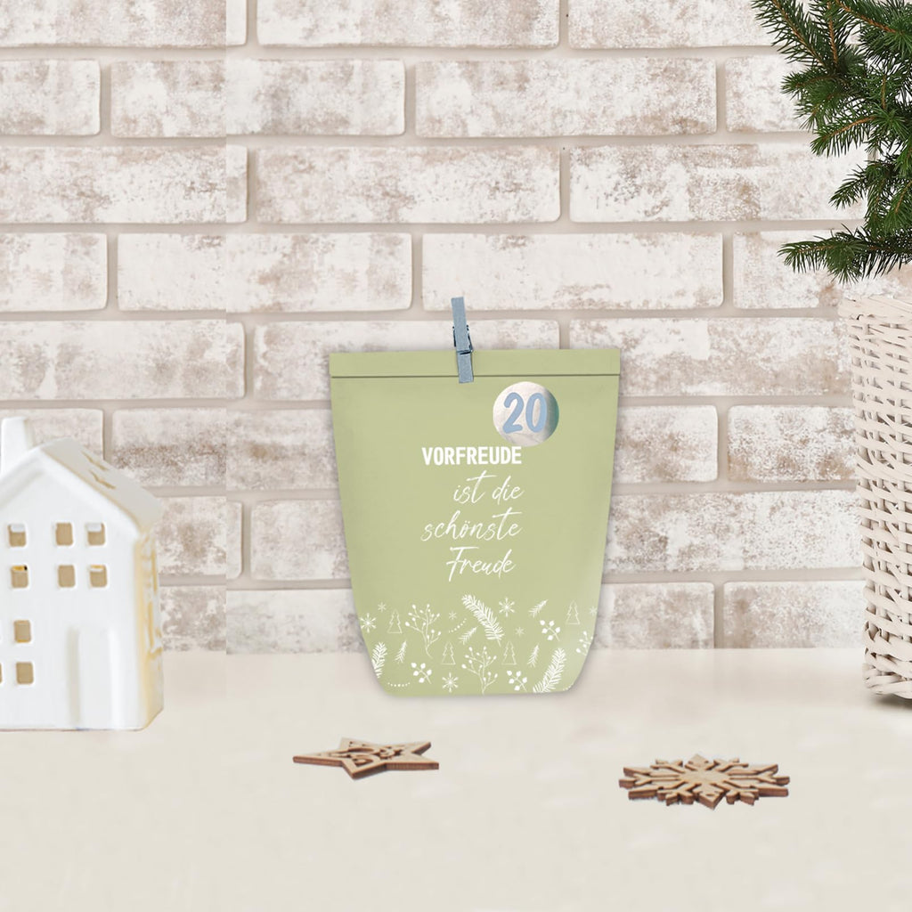 Adventskalender zum Befüllen, 24 Weihnachtskalender Papiertüten zum Selber Basteln, Geschenktüten zum selbst füllen, Advents Tüten Selbstbefüllen für Kinder & Erwachsene