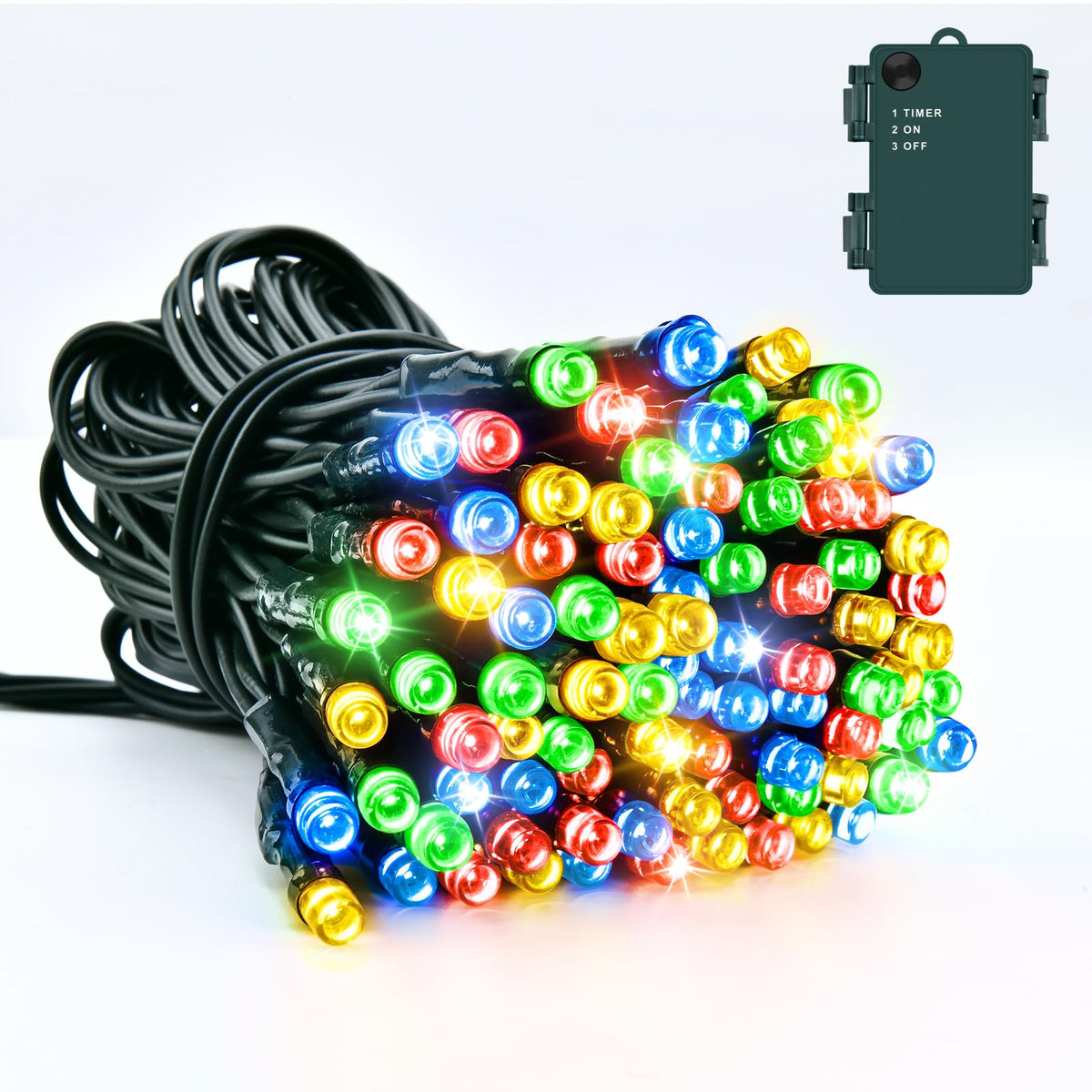 Dalugo 2 Stück Lichterkette Orange, 5M 50 LED Kabel grün mit 6h Timer, IP65 Wasserdicht Batterie für Innen außen dekorationen