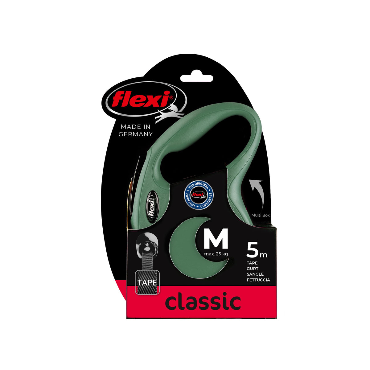 flexi® Classic L Hunde Roll-Leine, 5m Gurt, schwarz