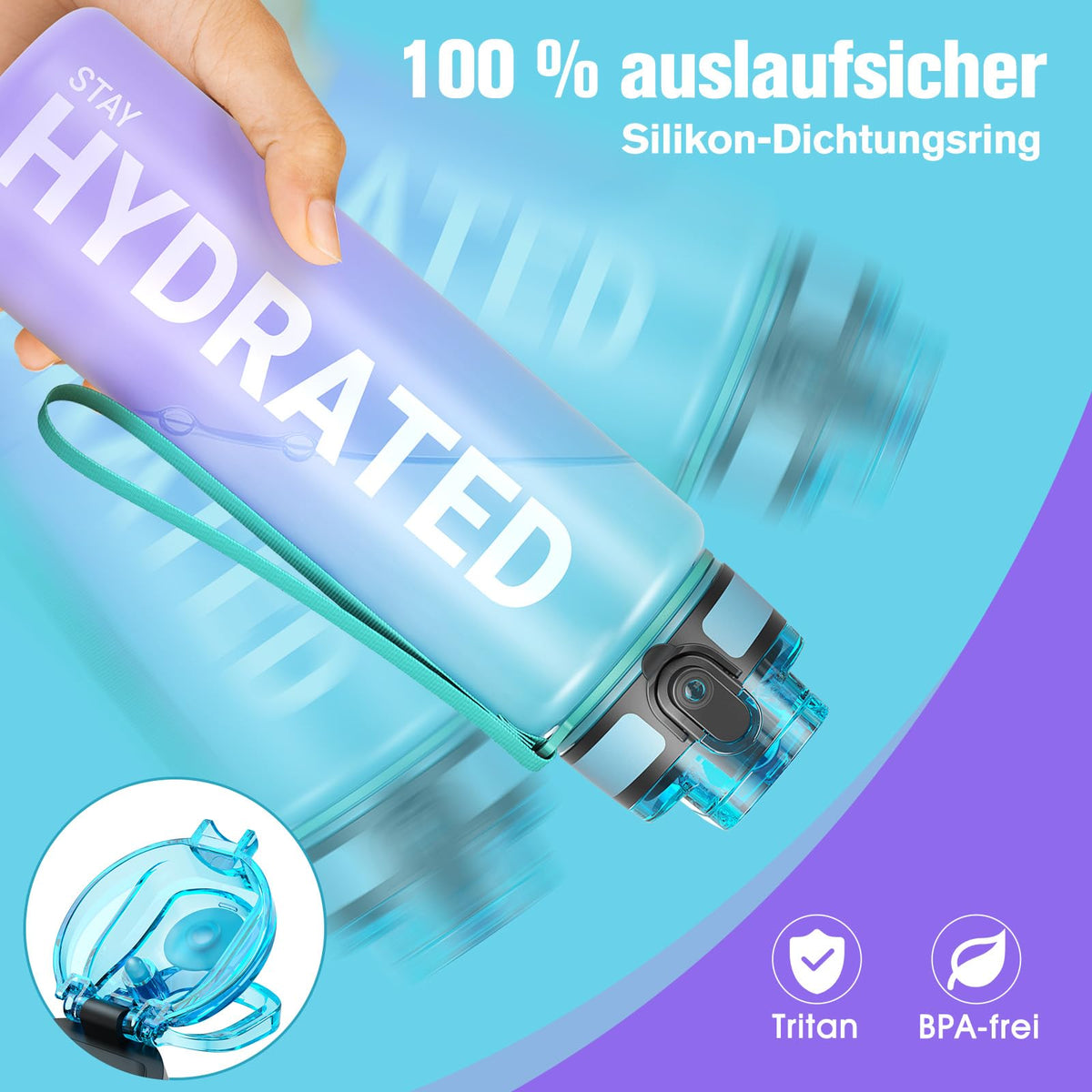 Sahara Sailor Trinkflasche, Tritan 1L/500ML/750ML Wasserflasche 1 Flasche
