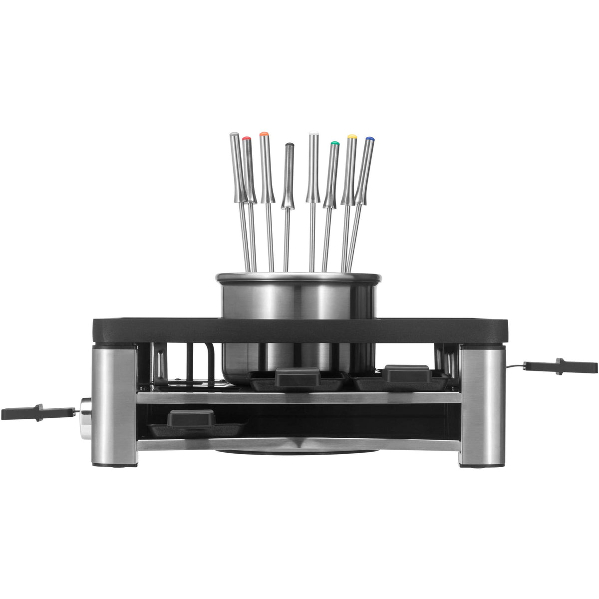 WMF Lono Raclette-Grill für 8 Personen, leistungsstark, gleichmäßiges Grillen und Überbacken, antihaftbeschichtete Pfännchen und Schieber, für idyllische Raclette-Abende, aus edlem Cromargan-Edelstahl