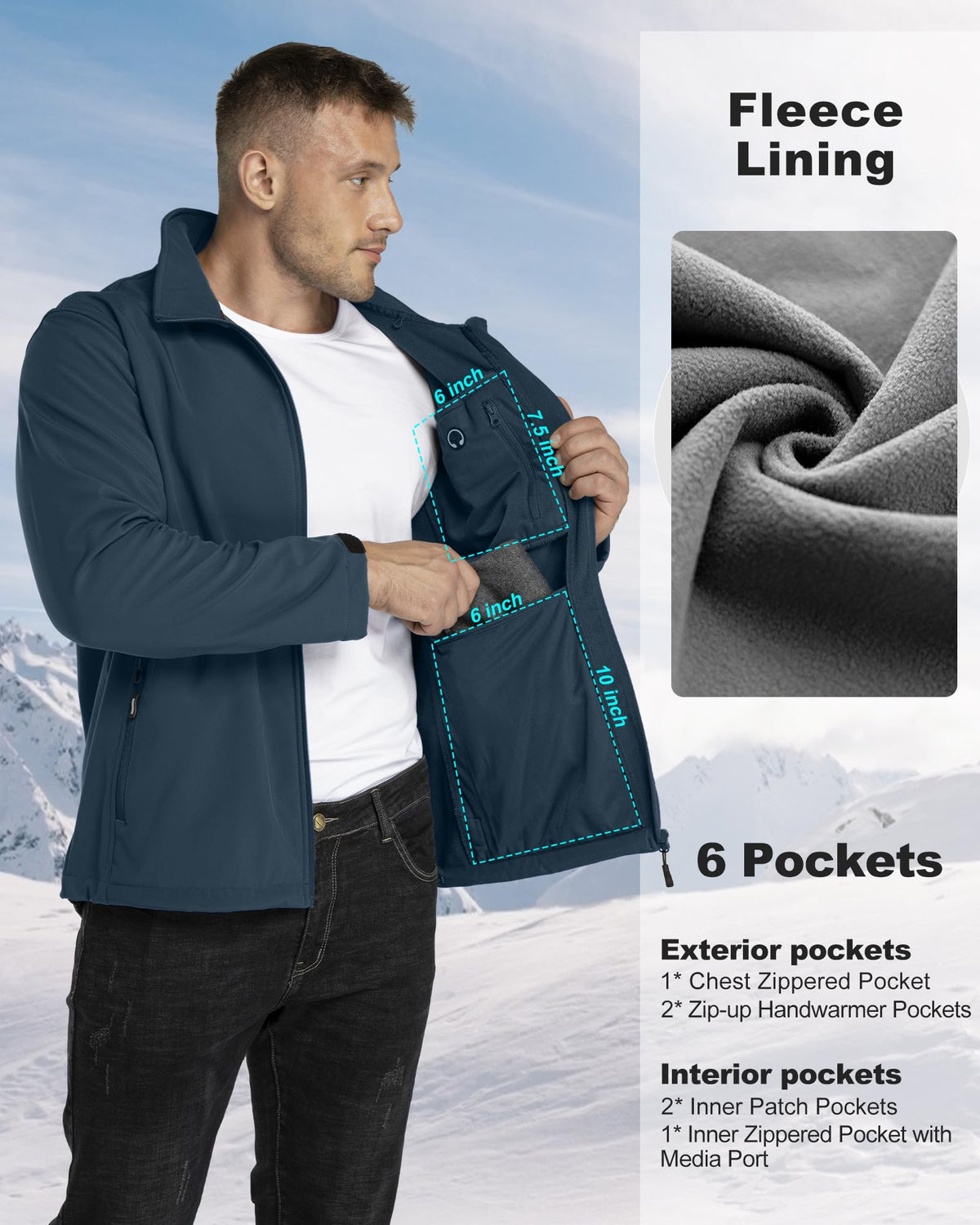 33,000ft Softshelljacke für Herren Wasserdicht Outdoor Jacke Übergangsjacke