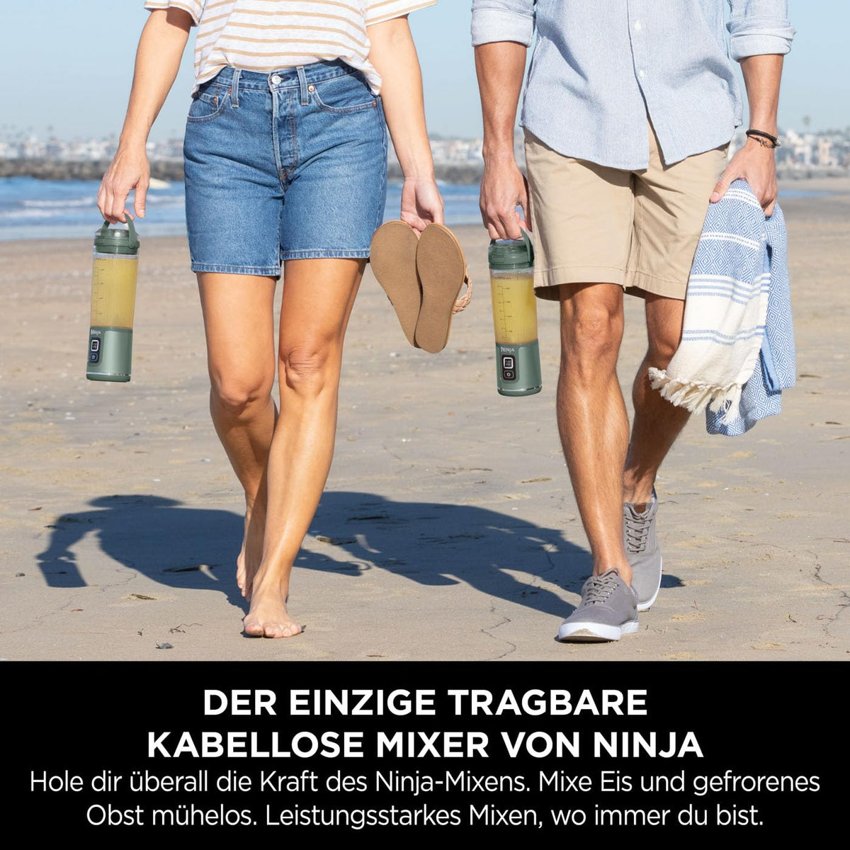 Ninja Blast Tragbarer Mixer / Blender / Smoothie Maker, 530ml Becher, Auslaufsicherer Deckel, Leistungsstarker Mini Standmixer, Kabellos & Wiederaufladbar, Zerkleinert Eis & Obst, Blau, BC151EUNV