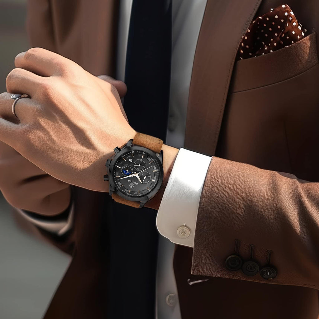 BENYAR BY Uhren Herren Chronograph Analog Quarz Wasserdicht Datum Armbanduhr Herren Mode Business-Kleid Herrenuhr Elegantes Geschenk fur Männer