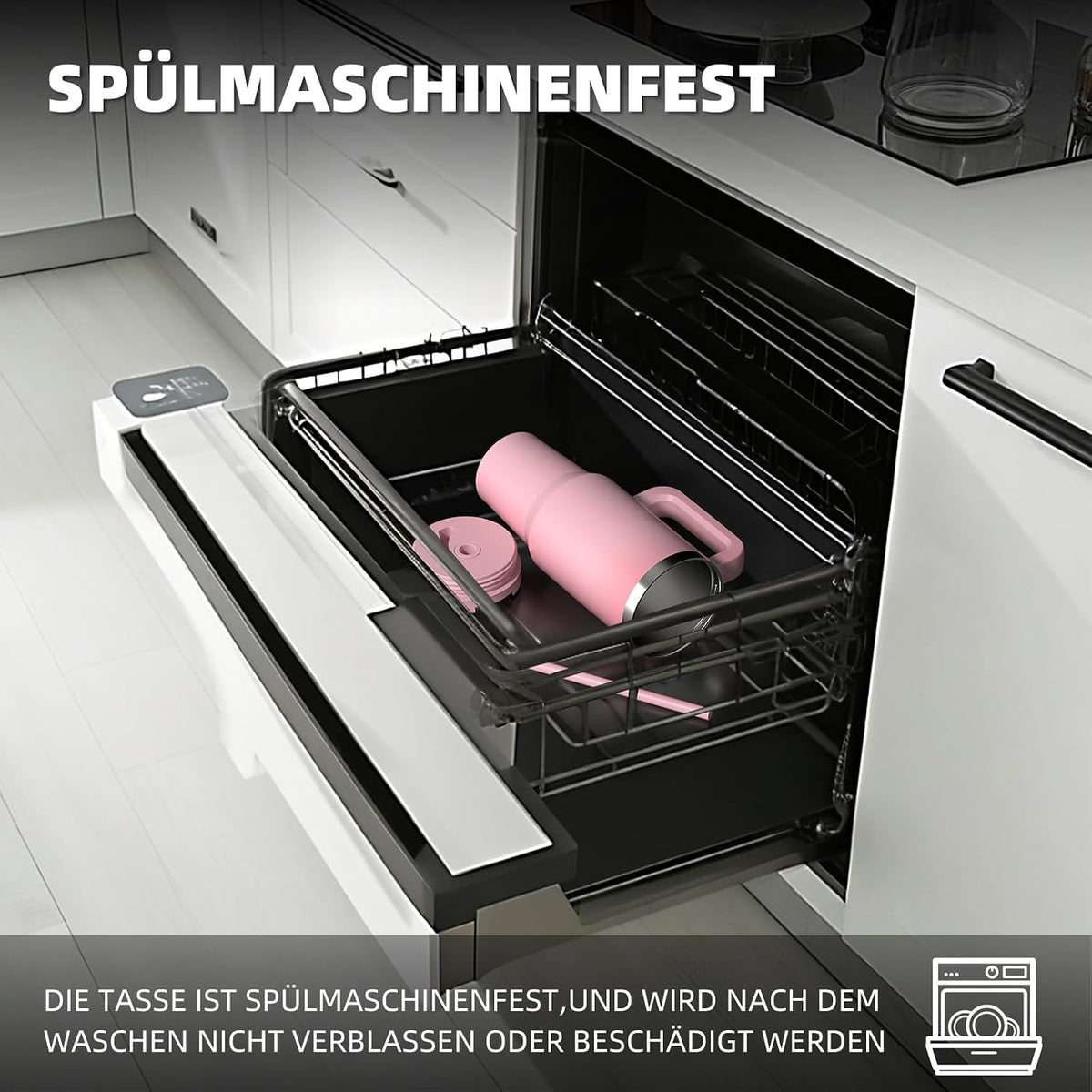 WATERSY 1.2L Thermobecher mit 2 Strohhalmen, Trinkbecher Auslaufsicherer Kaffeebecher To Go Vakuum-Isoliert mit BPA frei Schraubdeckel, Trinkflasche Kühlt 12 Stunden,Tiefseelndigo