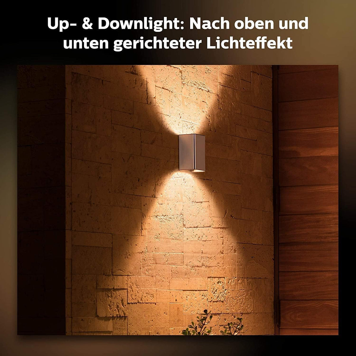Philips Hue White & Color Ambiance Resonate Outdoor Wandleuchte (1.180 lm), dimmbare Außenleuchte für das Hue Lichtsystem mit 16 Mio. Farben, smarte Lichtsteuerung über Sprache oder App, schwarz