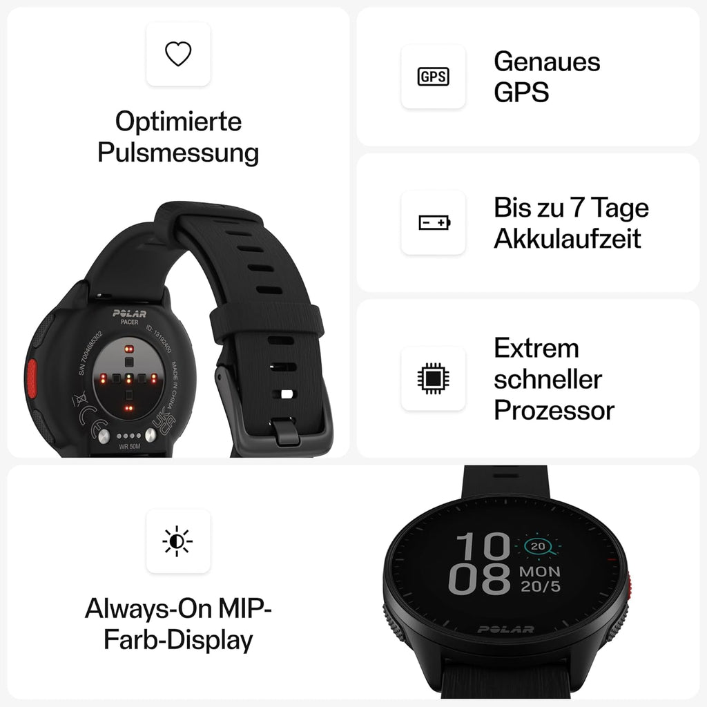 Polar Pacer GPS Hardloophorloge met Polshartslag