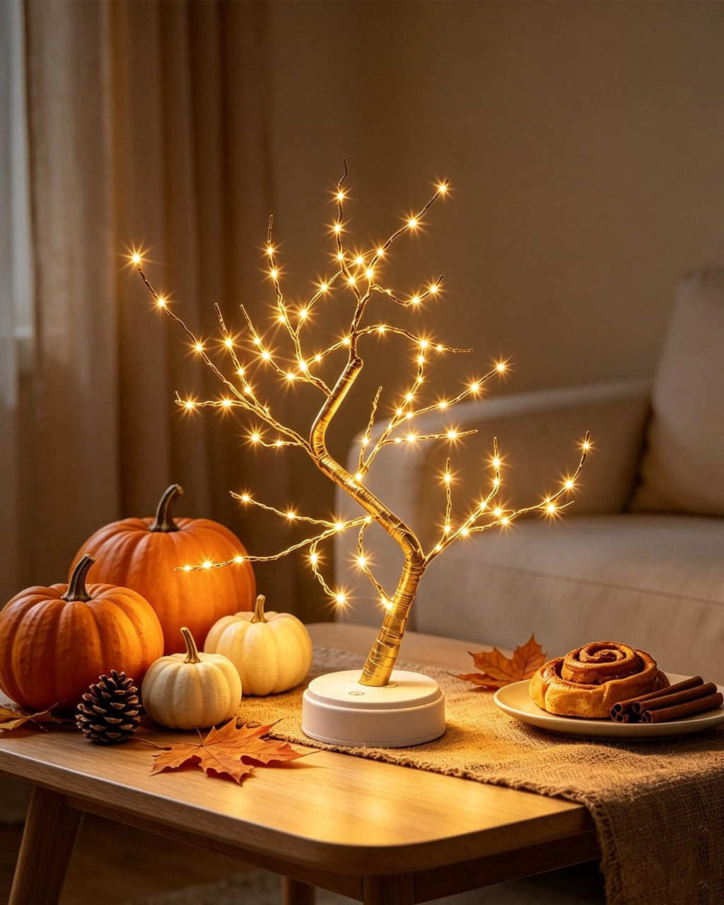 Kinamy LED Baum Lichter, LED Lichterbaum, Baum Licht Warmweiß Verstellbare Äste, 108 LED Baum Lampe Dekobaum Belichtet Baumbeleuchtung Innen Deko,USB/Batteriebetrieben