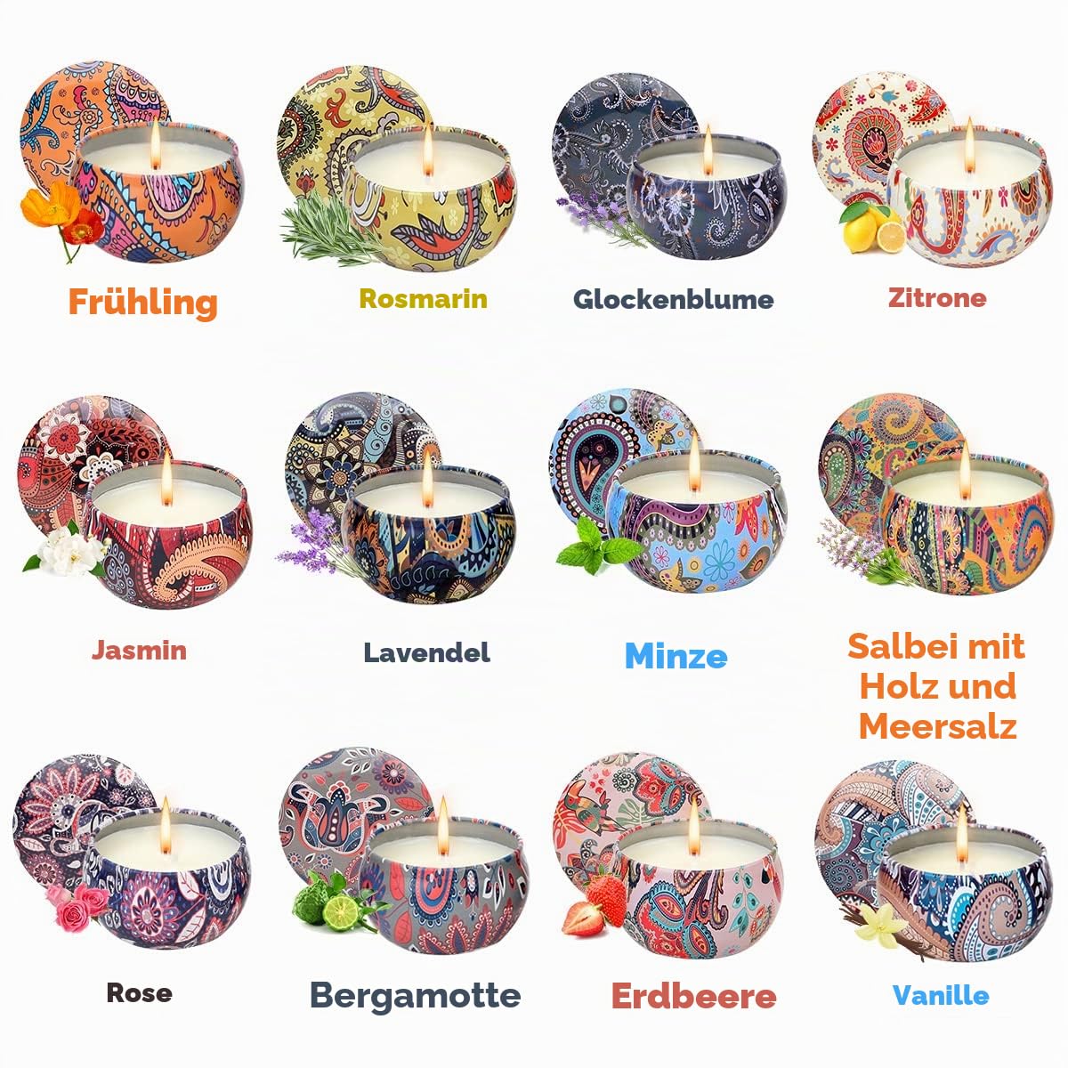 Primevolve Duftkerzen Geschenkset 12 Stück 2.5 OZ，Geburtstagsgeschenk für, Geschenke für ，Personalisierte Geschenke für Weihnachten,Jahrestag, Bad, Yoga, Kleine Geschenke für