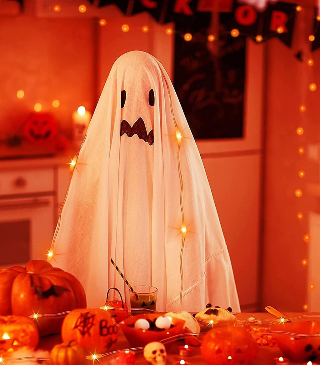 cshare Halloween Deko Lichterkette, Herbst lichterkette, 16.4ft/5m 50LEDs Orange Fall Fairy Lichter,Halloween Dekorationen String IP65 wasserdicht Zelt Lichter für kürbis Dach Fenster Party(Orange)